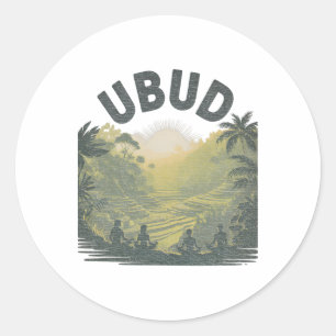 Ubud Li Rice Fields Jungle Meditation Yoga  Classic Round Sticker