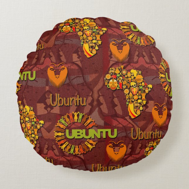 Ubuntu - I am because we are. Round Cushion (Front)