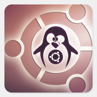 Ubuntu Linux Circle of Friends Logo w/ Tux Square Sticker