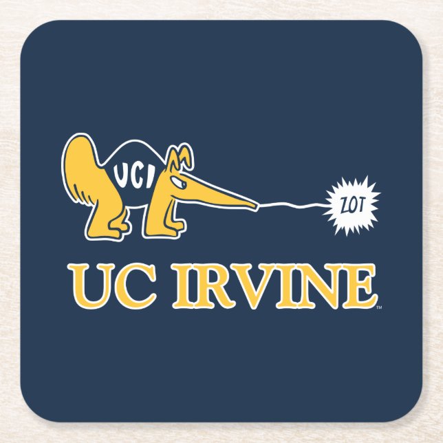 UC Irvine | UCI Anteaters Zot! Square Paper Coaster (Front)