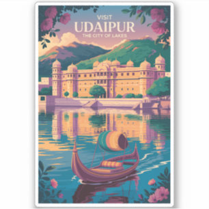 Udaipur India City Palace Illustration Travel Art