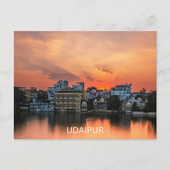 Udaipur Sunset over Lake Lake Pichola  Postcard (Front)