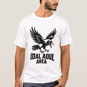 Udal Adul Area Raven Edgy Black & White Crow  T-Shirt