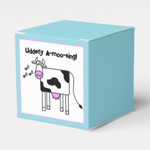 Udderly A-moo-sing Singing Cow Pun Cartoon Design Favour Box