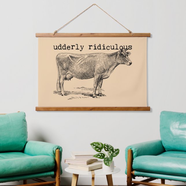 Udderly Ridiculous Punny Cow Hanging Tapestry (Living Room)