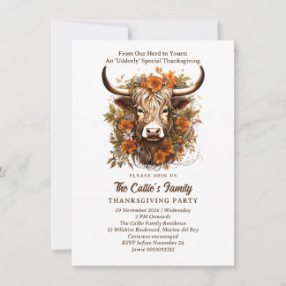 Udderly Special Thanksgiving Highland Cow Invitation