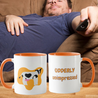 Udderly Unimpressed Funny Cow Pun Mug