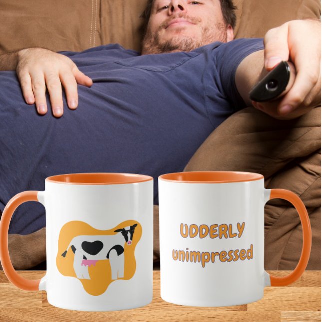 Udderly Unimpressed Funny Cow Pun Mug (Creator Uploaded)