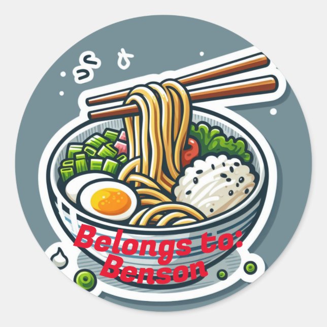 Udo noodles,Your Child Name, Back to school  Classic Round Sticker (Front)