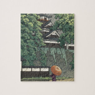 Udo Tower, Kumamoto Castle in Rain - Kawase Hasui Jigsaw Puzzle