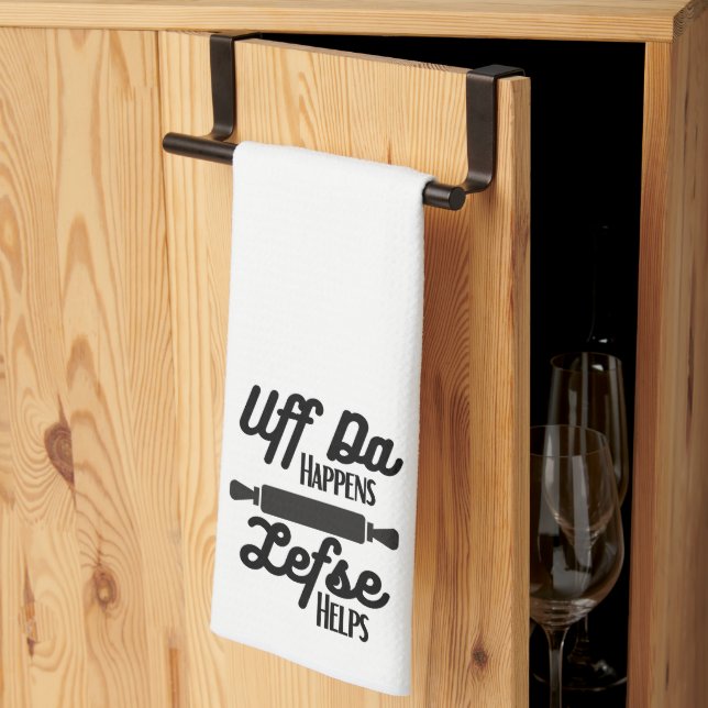 Uff Da Happens, Lefse Helps Kitchen Towel (Thirds Fold)