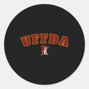 Uff-da Minnesota State Map Hockey Logo Graphic Mn  Classic Round Sticker