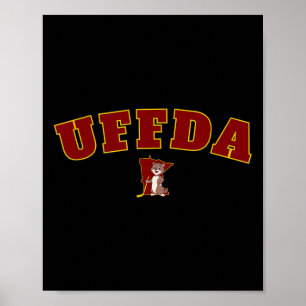 Uff-da Minnesota State Map Hockey Logo Graphic Mn  Poster