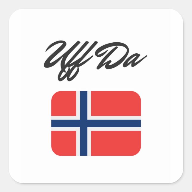 Uff Da Norwegian Flag Square Sticker (Front)