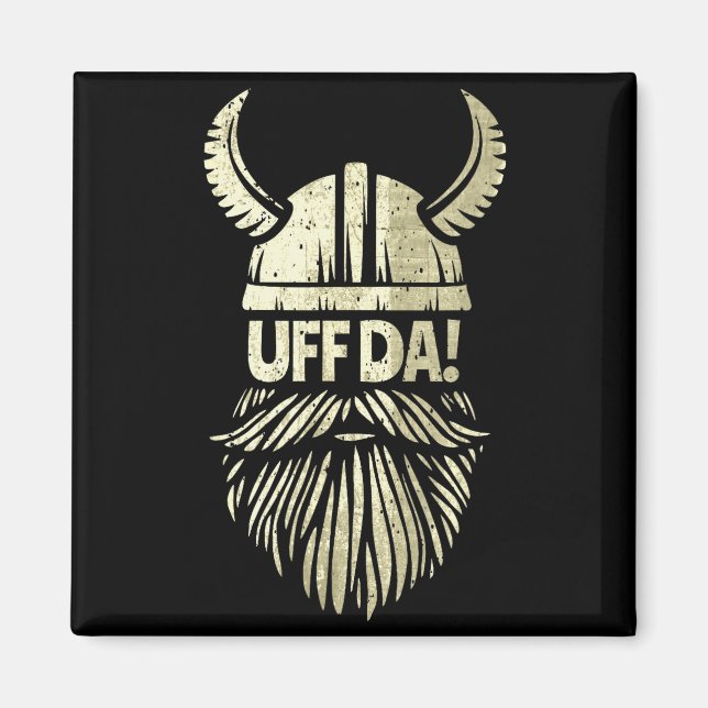 Uff Da Norwegian Quote Scandinavian Viking Helmet  Magnet (Front)