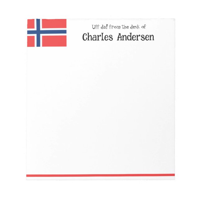 Uff da! Personalised Name Notepad (Front)