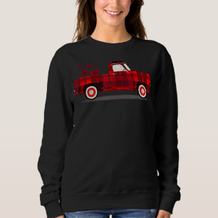 Uffalo Red Plaid Hearts Pickup Truck Cute Valentin Sweatshirt