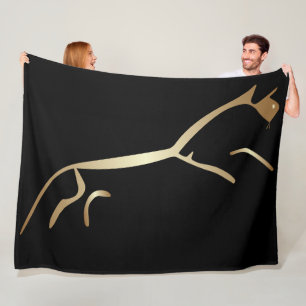 Uffington White Horse Geoglyphs Gold Horse Fleece Blanket