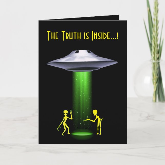 UFO 50th Birthday Alien Abduction Truth Thank You Card (Front)