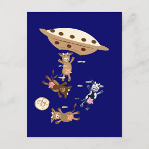 UFO abducting cows Postcard