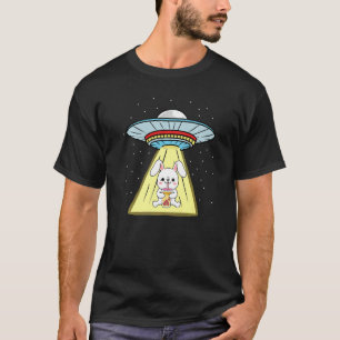 Ufo Abduction Bunny Drinking Bubble Tea T-Shirt
