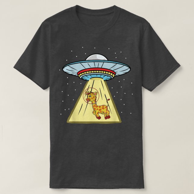 Ufo Abduction Giraffe Astronaut T-Shirt (Design Front)