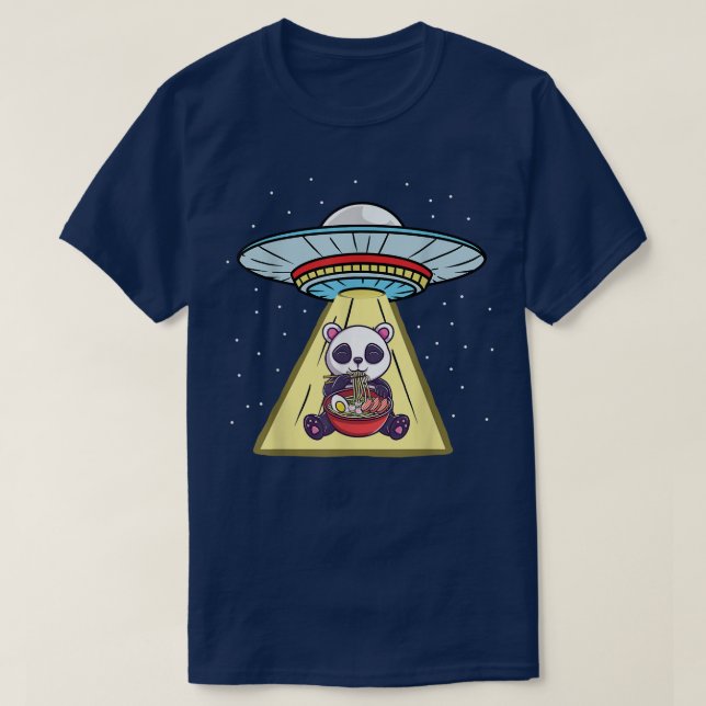 Ufo Abduction Panda Ramen Noodles  T-Shirt (Design Front)
