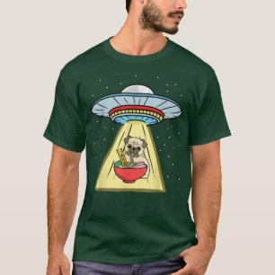 Ufo Abduction Pug Eating Ramen 1572 T-Shirt