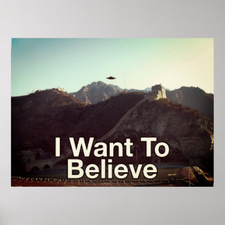 UFO above The Great Wall of China Poster