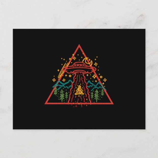 UFO Alien Abduction Aliens Mountain Nature Illumin Postcard (Front)