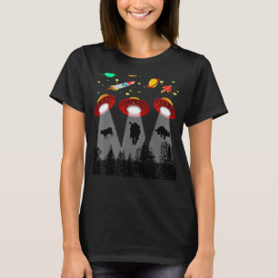 Ufo Alien Abduction Dinosaur World Ufo Day For Kid T-Shirt
