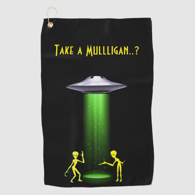 UFO Alien Abduction 👽 Truth Mulligan  Golf Towel (Front)
