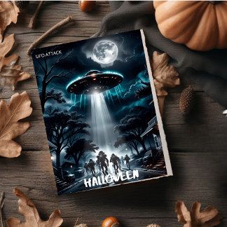 UFO Alien Attack Scary This Year's Halloween Holiday Card