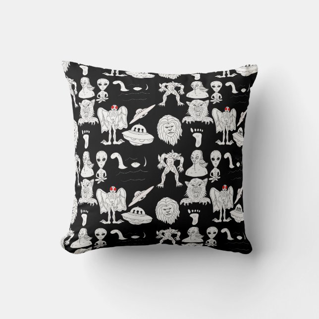 UFO, Alien, Bigfoot Cryptid Birthday   Cushion (Front)