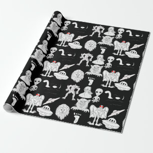 UFO, Alien, Bigfoot Cryptid Birthday  Wrapping Paper