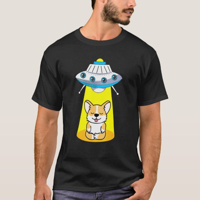 Ufo Alien Capturing Corgi For Corgi T-Shirt (Front)