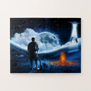 UFO Alien Cattle Abduction Space Ship Jigsaw Puzzle