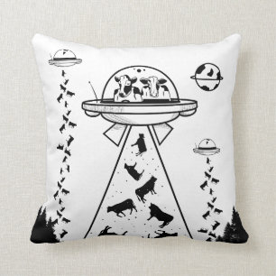UFO alien cow abduction Cushion