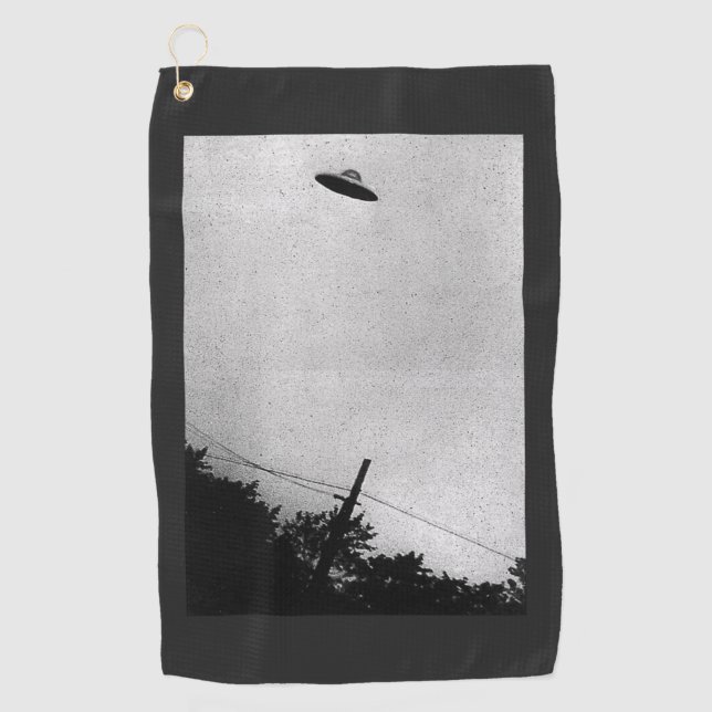UFO Alien Extraterrestrial Spacecraft Top Secret Golf Towel (Front)