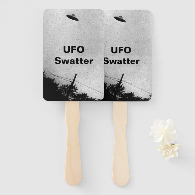 UFO Alien Extraterrestrial Spacecraft Top Secret Hand Fan (Front and Back)