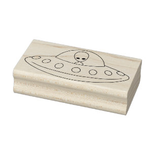 UFO Alien Flying Saucer Rubber Stamp