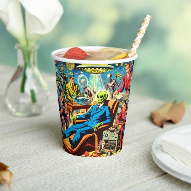 Ufo Alien Sci-fi Retro Comics Paper Cups (Insitu)