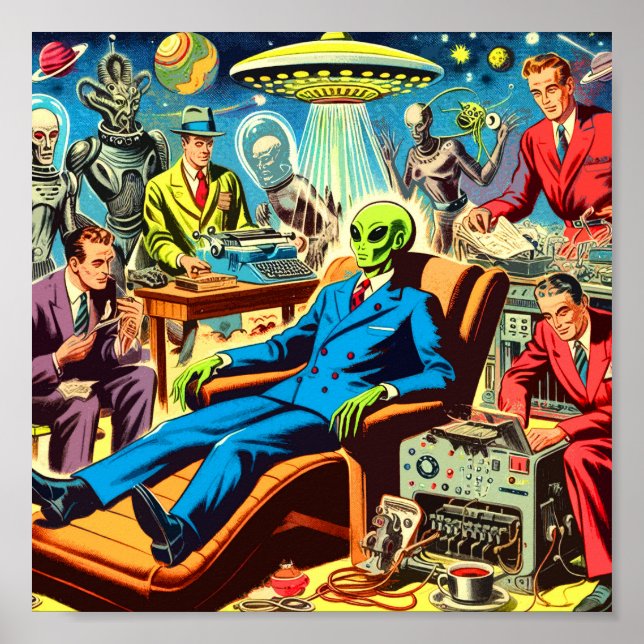Ufo Alien Sci-fi Retro Comics Poster (Front)