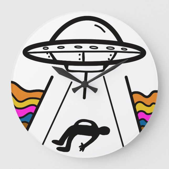 UFO alien spaceship abductee  Large Clock (Front)