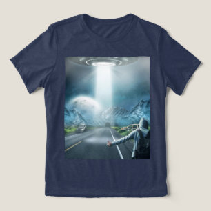UFO Alien Spaceship Hitchhiker Tee T-Shirt