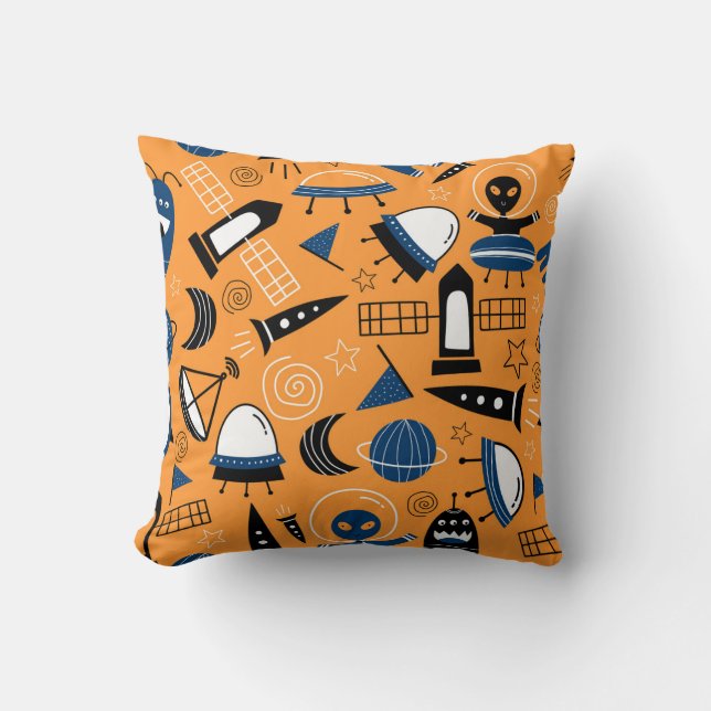 UFO alien, spaceships, kids pattern Cushion (Front)