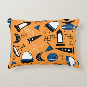 UFO alien, spaceships, kids pattern Decorative Cushion