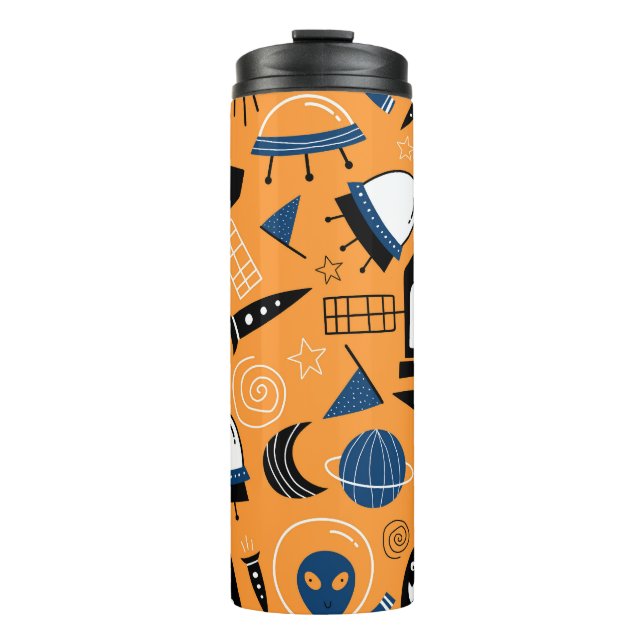 UFO alien, spaceships, kids pattern Thermal Tumbler (Front)