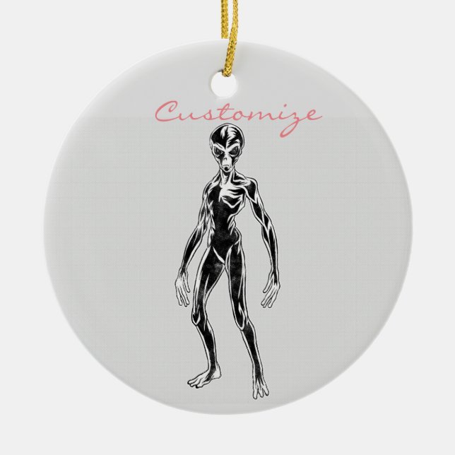 UFO Alien Thunder_Cove Ceramic Ornament (Front)