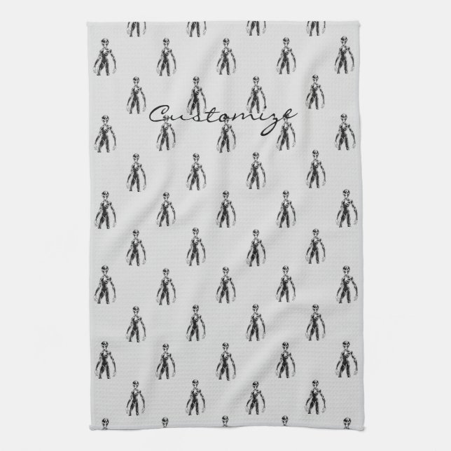 UFO Alien Thunder_Cove Tea Towel (Vertical)